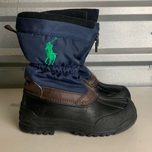 Polo Ralph Lauren Snow Boots Kids Size 3 Blue Black Waterproof Winter‎ Shoes